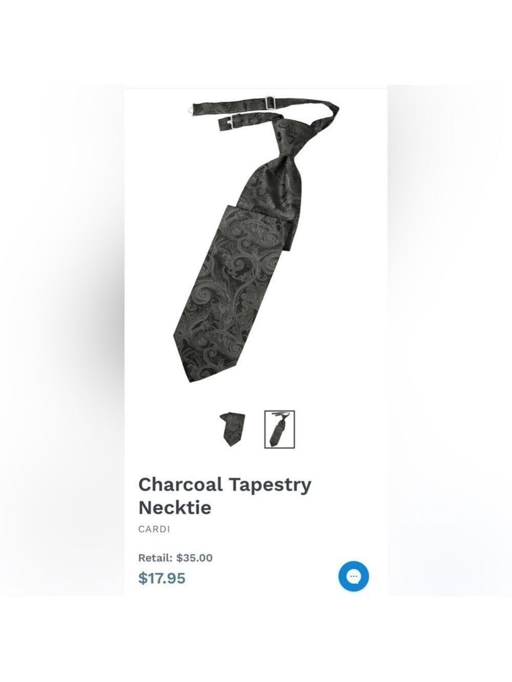 Charcoal Black Gray Grey Tie Wedding Prom Tuxedo Pre Tied clip tapestry paisley